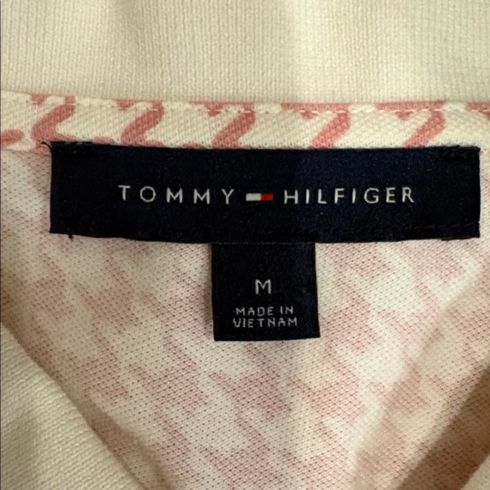 Tommy Hilfiger Pink & Cream Houndstooth Print Collared Top Size M - Picture 6 of 6